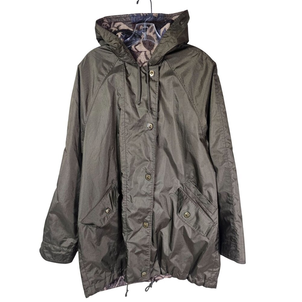 Vintage Current Seen Reversible Southwestern Parka M Hooded Brown Cabincore - Picture 2 of 14